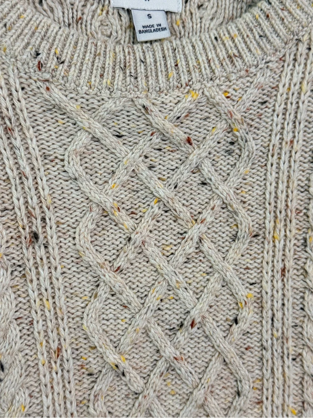 J. Crew cream oatmeal Donegal cable crewneck sweater Small